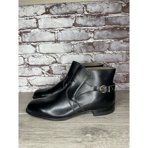 French Shriner Reject Black Leather Buckle Strap Ankle Boots Men 10.5D US/44EU